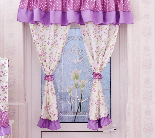 2 LAYER PURPLE FLOWER KITCHEN CURTAIN SET | FREE GLOBAL SHIPPING – YOUR ...